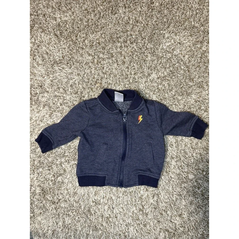 Gymboree Baby Navy Zip-Up Jacket with Lightning Bolt 3–6 Months